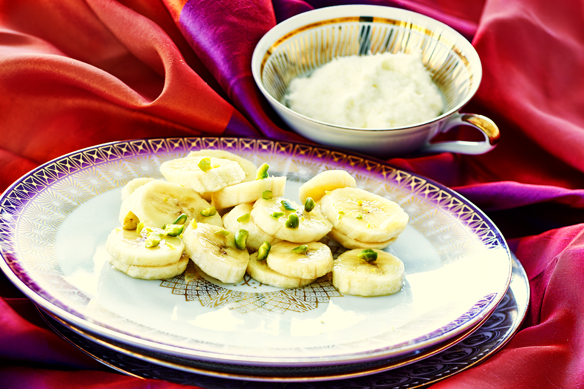 Banana sambal and coconut raita