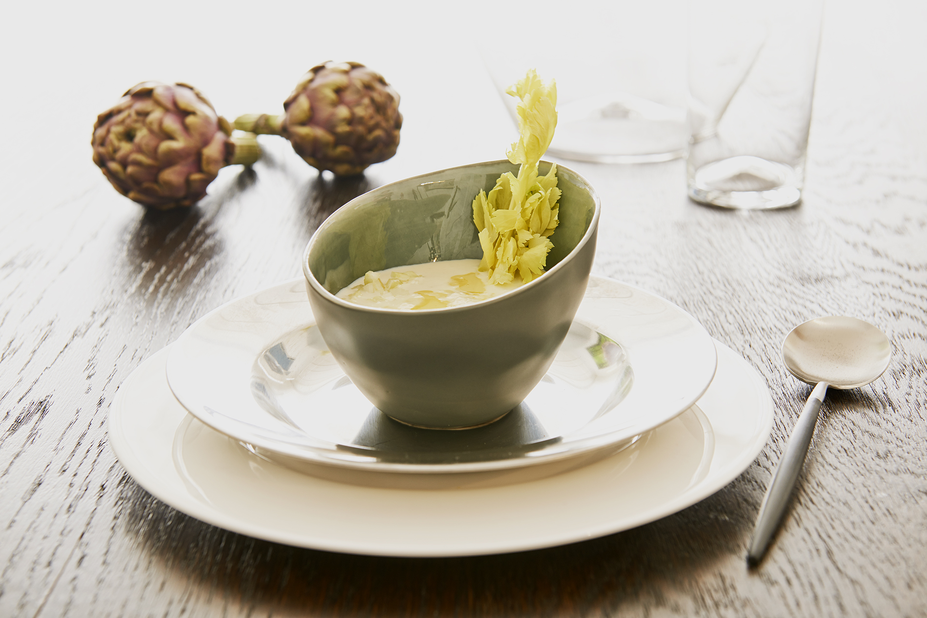 Celery soup with truffle oil